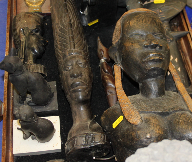 A quantity of composition and hardwood stands, busts, model cats, figures and other items - Image 3 of 4