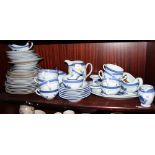 A Royal Copenhagen blue and white "Fajance" pattern part combination service, including plates,