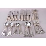 A Mappin & Webb silver feather edge canteen of cutlery for eight, 71.3oz troy approx weighable