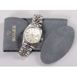 A gentleman's Rolex Oyster Perpetual Datejust stainless steel bracelet watch, champagne dial with