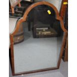A mahogany framed arch top wall mirror, plate 23 1/2" x 15"