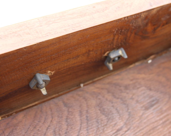 An Oriental hardwood chest of nine drawers with heavy brass handles, on bracket feet, 71" wide x 21" - Image 4 of 4