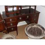 A mahogany pie crust edge lazy Susan, 18" dia, a two tier occasional table, a mahogany sideboard,