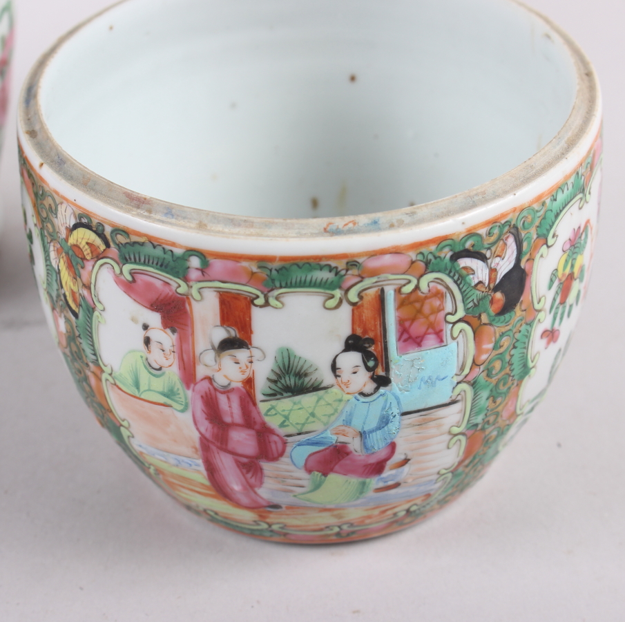 A Canton enamel two-handled baluster vase with gilt decoration, 9 1/2" high, a similar pot ( - Image 6 of 43