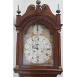 A late Georgian provincial oak longcase clock with eight-day striking movement, silvered dial,