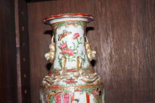 A Canton enamel two-handled baluster vase with gilt decoration, 9 1/2" high, a similar pot ( - Image 32 of 43