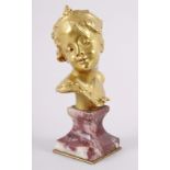 Raoule Larche: a late 19th century gilt bronze, "The Little King", portrait of a prince cast by