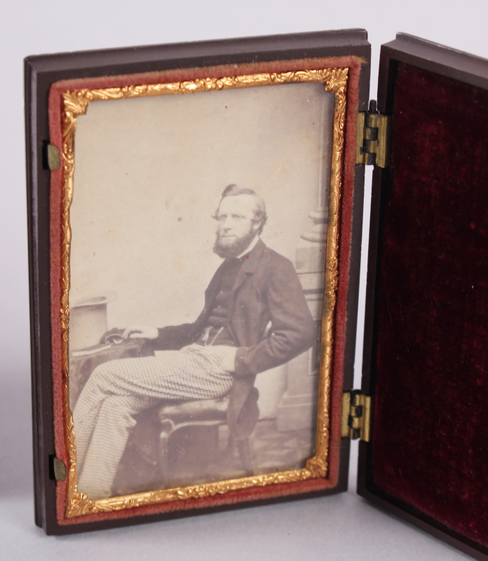 A pair of mid 19th century photographic portraits of a man and woman, in union cases with gilt - Image 4 of 4