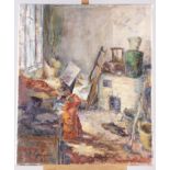 Margot Harrison: oil on canvas, storeroom, 23 3/4" x 20", unframed