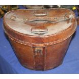 A Victorian leather hat box, 10 1/4" high