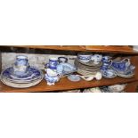 A collection of assorted 19th century and later blue and white ceramics