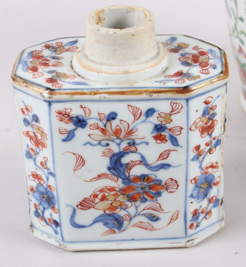 A Canton enamel two-handled baluster vase with gilt decoration, 9 1/2" high, a similar pot ( - Image 2 of 43