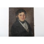 An early 19th century (possibly American) portrait of a gentleman, 14" x 11", unframed