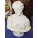 A cast bust of Clytie, 13 1/2" high