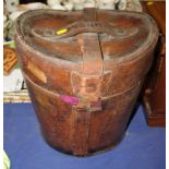 A Victorian leather double hat box, 15" high