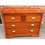 An "Exigence" cherrywood Art Deco design chest of three long drawers, 44 1/2" wide