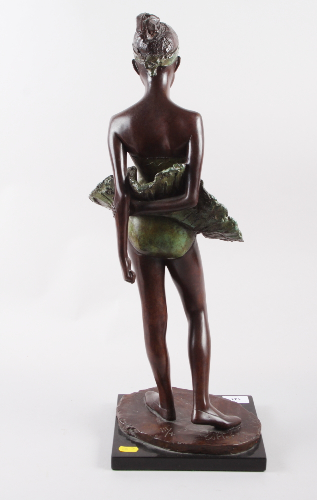 James Butler, 1989: a limited edition bronze figure, "Little Dancer" VII/X, on black marble base, 22 - Bild 3 aus 5
