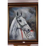 D A Denyer: oil on canvas, "Desert Orchid", 23 1/22 x 19 1/2", in strip frame