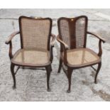 Two cane seat and back bedroom chairs