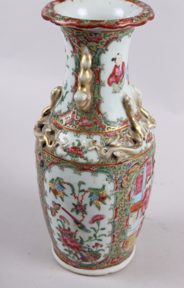 A Canton enamel two-handled baluster vase with gilt decoration, 9 1/2" high, a similar pot ( - Image 15 of 43