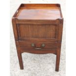 A Georgian mahogany tray top wash stand with tambour shutter and pull-out drawer, 20" wide x 18"