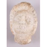 An antique white marble head, 4 1/4" high