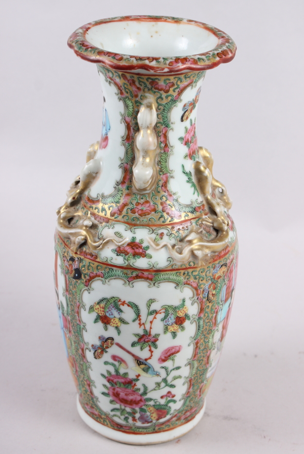 A Canton enamel two-handled baluster vase with gilt decoration, 9 1/2" high, a similar pot ( - Image 13 of 43