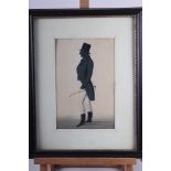 A mid 19th century portrait silhouette of the Duke of Wellington in riding habit, 10 3/4" x 7", in