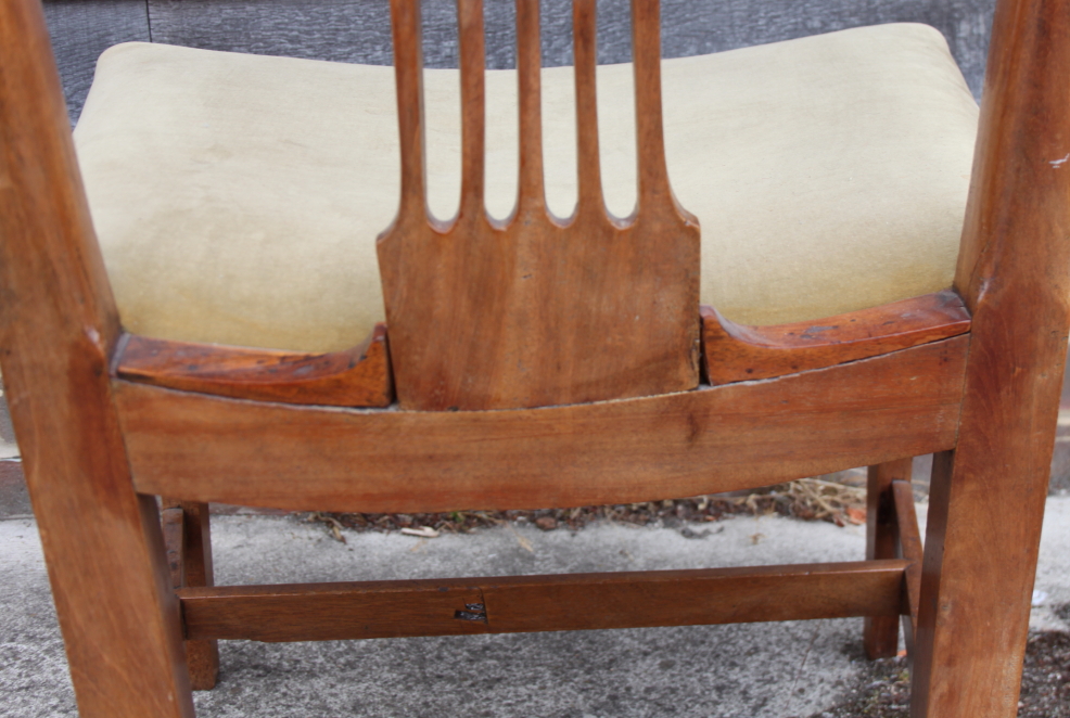 Four George III design standard dining chairs with stuffed over seats, on square taper stretchered - Image 7 of 15