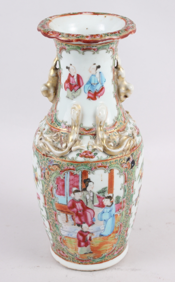 A Canton enamel two-handled baluster vase with gilt decoration, 9 1/2" high, a similar pot ( - Image 12 of 43