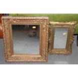 A rectangular ornate gilt framed mirror, plate 12" x 9 1/2", and three others