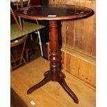 A 19th century walnut circular occasional table, top 14" dia (for restoration)