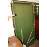 A Clare Liverpool folding billiard table 8 with spare top, 72" x 38", and cues