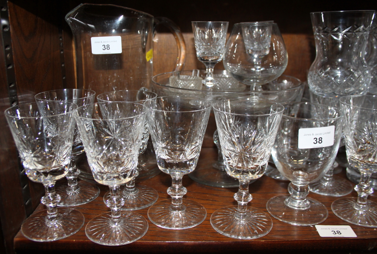 A quantity of table glasses, including wines, scotch and tumblers, a lemonade jug and a tazza - Image 2 of 3