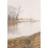 P Langmead: a limited edition print, "Kennet and Avon Canal", in wooden strip frame, and another