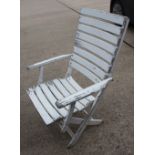 Four Original Hurlag white painted folding garden chairs