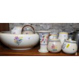 A quantity of Poole, including a bowl, 13" dia, vases, preserve pots and other items