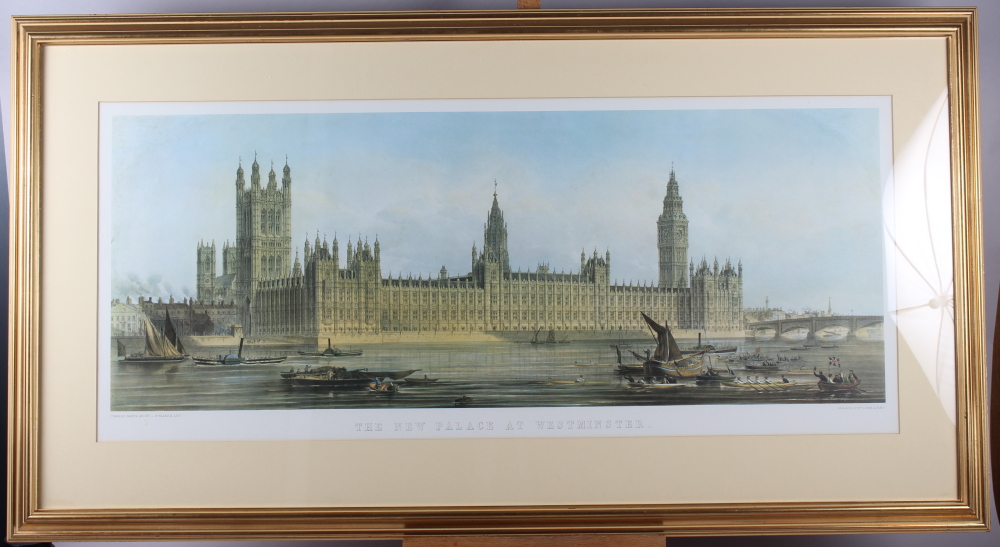 An oil on canvas, Henley Regatta course, a print, "The New Palace at Westminster", a photograph of a - Image 2 of 2