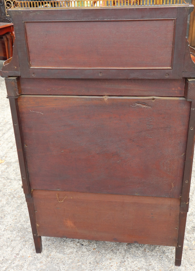 A late 19th century mahogany inlaid side cabinet with raised mirror back over enclosed panel door, - Image 5 of 5