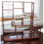 A Chinese hardwood display stand with multiple shelves, 20" wide x 4 1/2" deep x 30" high