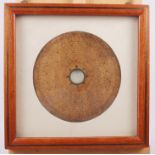 A Chinese navigational compass, in later hardwood and brass inlaid frame, compass 7 1/4" dia