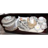 An assortment of china, including a cheese dish, a jelly mould, tazzas, plates, jugs, and a quantity