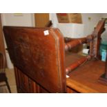 A late 19th century walnut centre table, on turned supports, 36" wide x 19" deep, 26" high