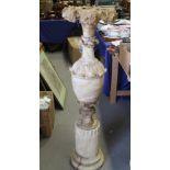 A 19th century Italian sectional carved alabaster vase, on fluted base, 50" high x 14" max dia (