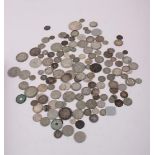 A collection of mainly British silver and white metal coinage, together with similar world coins