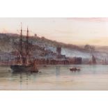 Arthur H Enoch: watercolours, harbour scene, 13" x 19 1/2", in gilt strip frame