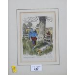 Frank Reynolds: a set of five hand-coloured prints, golfing scenes, in strip frames