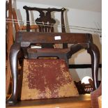 A Cuban mahogany side chair with pierced splat and leather drop-in seat, on cabriole supports