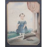 Hubard: watercolours, young girl with a whip, 5 1/4" x 4 1/4", in gilt strip frame