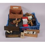 Two cased domino sets, badges, ceramic gilt cherubs, playing cards, costume jewellery and other